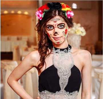 Повязка на голову цветы татуировки 3 шт разноцветный череп Хэллоуин