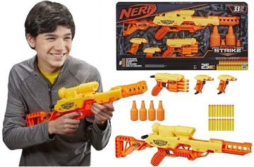 НАБОР NERF ALPHA 4 КОМПЛЕКТА WOLF LR-1 STINGER SD-1 FANG QS-4 МИШЕНИ E8444