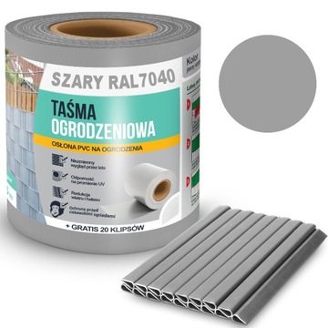 TAŚMA OGRODZENIOWA Szara 35m 20 KLIPSÓW GRATIS