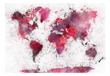 Fototapeta - Mapa czerwone akwarele - 350X245