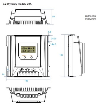 РЕГУЛЯТОР СОЛНЕЧНОЙ ЗАРЯДКИ 12В / 24В 20А MPPT BLUETOOTH VOLT ПОЛЬША