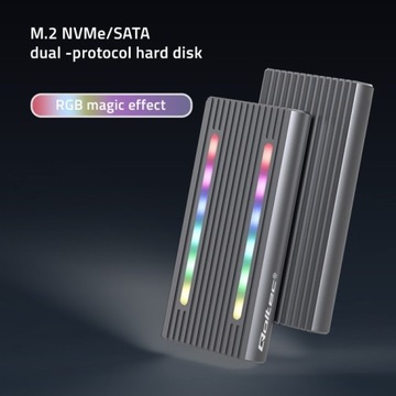 Корпус с твердотельным накопителем M.2 SATA NVMe RGB со светодиодной подсветкой, отсек для накопителя USB-C, емкость до 4 ТБ