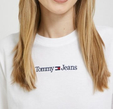 Tommy Hilfiger JEANS T-shirt bluzka BIAŁY TOP REGULAR FIT r. M