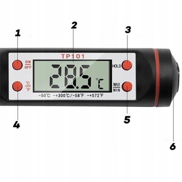 TERMOMETR KUCHENNY CYFROWY LCD SONDA MIĘSA WINA