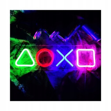 Neonowa Lampka Nocna Gier PS4 symbol neon led nowy
