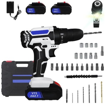 НАБОР АККУМУЛЯТОРНЫХ ОТВЕРТОК 21 В, 2 СКОРОСТИ, LED 25+1 МОМЕНТ