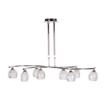Lampa Wisząca Chrom Osiem Świateł Regulowany Zwis