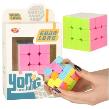 GRA LOGICZNA KOSTKA ŁAMIGŁÓWKA 3X3 NEON 5,65CM