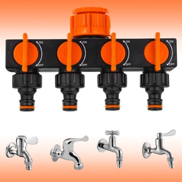 4-ХОДОВОЙ РАСПРЕДЕЛИТЕЛЬ САДОВОЙ ВОДЫ С КЛАПАНАМИ ДЛЯ БЫСТРОГО СОЕДИНЕНИЯ ШЛАНГА 3/4