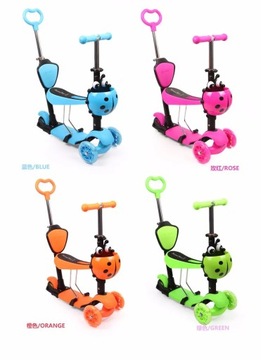 ТРЕХКОЛЕСНЫЙ СВЕТОДИОДНЫЙ БАЛАНСИРОВОЧНЫЙ САМОКАТ 5В1 BIEDRONKA для детей со светодиодной ездой