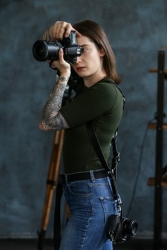 ПРОФЕССИОНАЛЬНЫЙ КОЖАНЫЙ РЕМНЯ ДЛЯ ФОТОГРАФИИ ДЛЯ ДВУХ КАМЕР