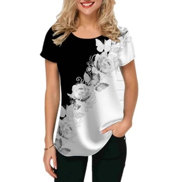 Floral Print Women's T Shirt 2023 New Girls Clothe