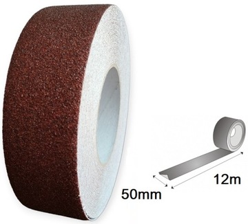 TAŚMA ANTYPOŚLIZGOWA 50mm 12metrów NA SCHODY BRĄZOWA Paper-tech