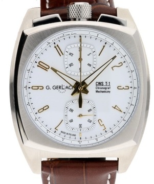 ZEGAREK MECHANICZNY G.GERLACH CWS T1 WHITE SILVER
