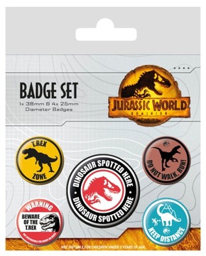 Przypinki do ubrań Jurassic World Dominion 5 sztuk