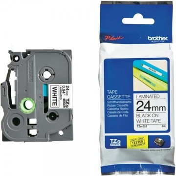 Taśma Brother TZe-251 – czarny nadruk na białym tle, 24mm