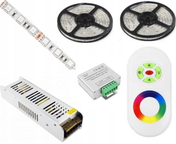 ZESTAW 15m TASMA LED RGB 5050 PILOT RF DOTYK ZASIL