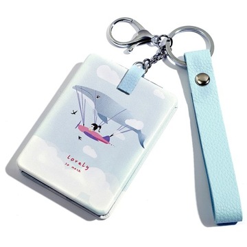Korean Fashion Makeup Mirror Small Round Mirror Keychain Double-Sided Foldi