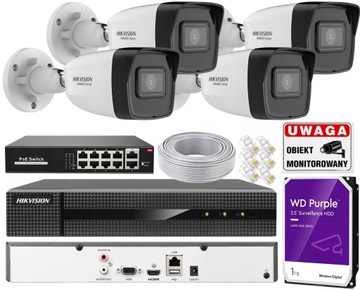 Zestaw do monitoringu Hikvision 4x HWI-B180H 8Mpx PoE KIT