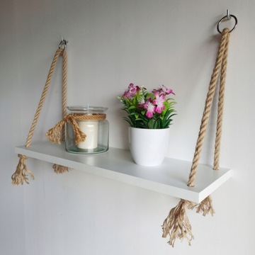 Полки подвесные Kaduart на веревках 80х35х18 см белые