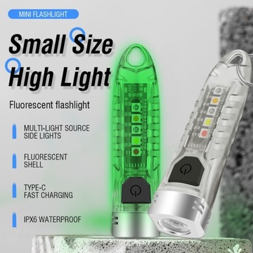 Мини-светодиодный брелок-фонарик Перезаряжаемый фонарик Type-c