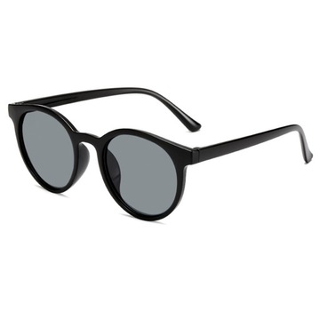 Round Sun Glasses UV Blocking Grey Lens Trendy