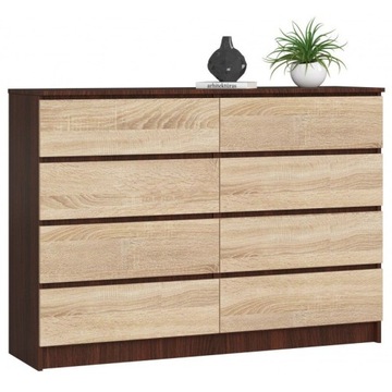 KOMODA KOMODY 8 SZUFLAD POJEMNA GŁĘBOKA 140cm MAT komoda szafka szuflady