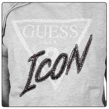 GUESS BLUZA DAMSKA ICONIC HOOD SWEATSHIRT GRAY r.M