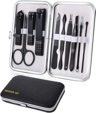 ZESTAW DO MANICURE PEDICURE 10 CZĘŚCI ETUI HIT