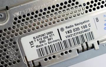 PASSAT B6 GOLF V 5 TOURAN RADIO NAWIGACJA KOD MAPA