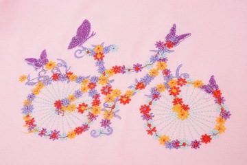 БЛУЗКА-ФУТБОЛКА РОЗОВАЯ велосипед с цветами 1/2 H208C