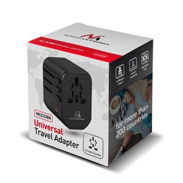 Розетка для дорожного адаптера ЕС, США, Австралия, Великобритания 2x USB 1x USB-C PD 20 Вт