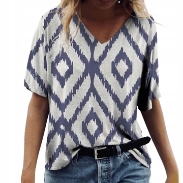 Letnie bluzki damskie T-shirty z dekoltem w serek