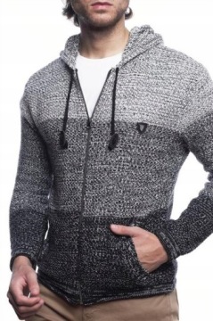 SWETER MĘSKI Z KAPTUREM NA ZAMEK OMBRE