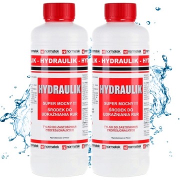 HYDRAULIK BARDZO MOCNY ŚRODEK PŁYN DO UDRAŻNIANIA RUR SYFONÓW 2 SZTUKI = 2L