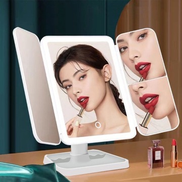 КОСМЕТИЧЕСКОЕ ЗЕРКАЛО СО СВЕТОДИОДНОЙ ПОДСВЕТКОЙ СКЛАДНОЕ ЗЕРКАЛО ДЛЯ МАКИЯЖА ПРЕМИУМ-ПРЕМИУМ