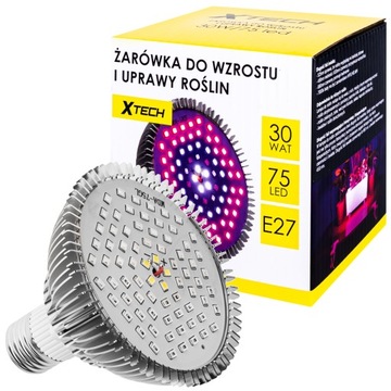 ŻARÓWKA DO WZROSTU UPRAWY ROŚLIN E27 75LED 30W