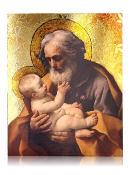Ikona religijna pozłacana ŚWIĘTY JÓZEF Z DZIECKIEM 17x21cm Jasna Góra