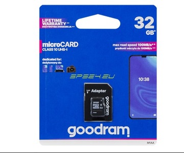 Карта памяти SDHC Goodram 32 ГБ, класс 10 + адаптер M1AA-0320R11