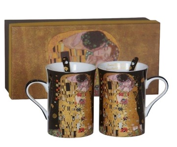 Kubki+łyżeczki w kartoniku POCAŁUNEK Gustav Klimt