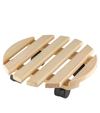 PODSTAWKA DREWNIANA NA KÓŁKACH pod doniczkę WYTRZYMAŁA NATURALNA śr. 28cm