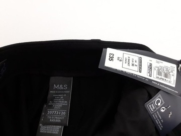 M&S eleganckie SPODENKI RYBACZKI w kant CZARNE NOWE _ 36