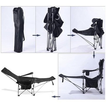 САДОВОЕ ТУРИСТИЧЕСКОЕ КРЕСЛО, СКЛАДНОЕ КРЕСЛО ДЛЯ РЫБАЛКИ, 4В1, ЧЕРНЫЙ