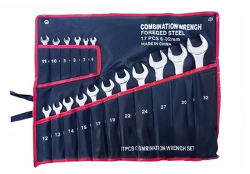 KLUCZE PŁASKIE OCZKOWE 6-32 ZESTAW Komplet Kluczy Płaskich Pokrowiec 17EL