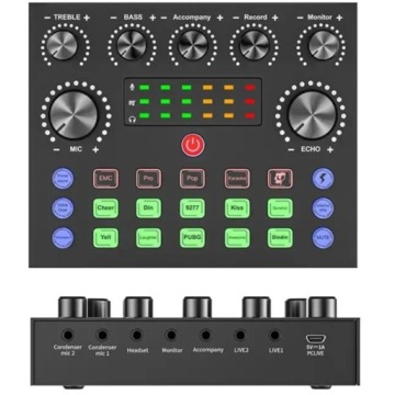 ЗВУКОВАЯ КАРТА BLUTOOTH AUDIO MIXER LIVE SOUND CARD ДЛЯ ЗАПИСИ ПРЯМЫХ ТРАНСЛЯЦИЙ