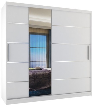 Szafa przesuwna PREMIUM z lustrem SZUFLADY 200 cm