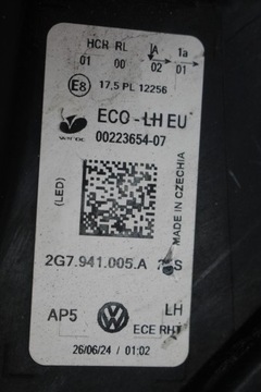 SVĚTLO LEVÝ PŘEDNÍ VOLKSWAGEN VW TAIGO FULL LED 2G7941005A