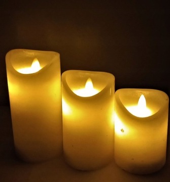 ВОСКОВАЯ СВЕЧА С ДВИГАЮЩИМСЯ ПЛАМЕНЕМ x3 LED ДИСТАНЦИОННЫЙ