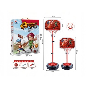 Koszykówka pokojowa kosz siatka piłka igła zestaw