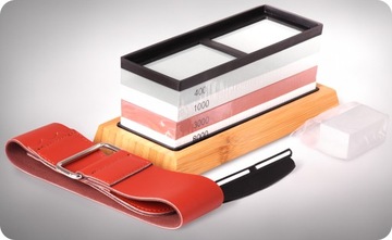 ZESTAW KAMIENI DO OSTRZENIA NOŻY KAMIENIE WODNY PAS OSTRZAŁKA KOMPLET